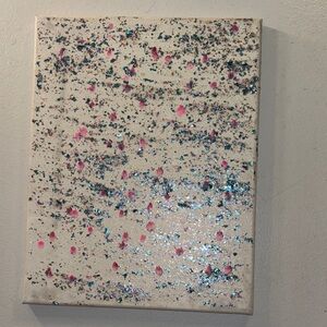 Handmade Abstract Canvas Art with Pink and Blue Accents